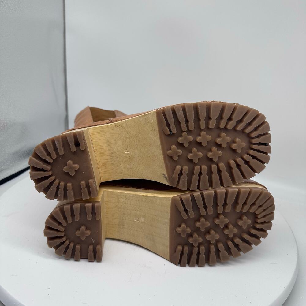 Mia Clogs Justina Pull On Platform Leather Ankle Tan Boots Womens Size 9 - Picture 15 of 15